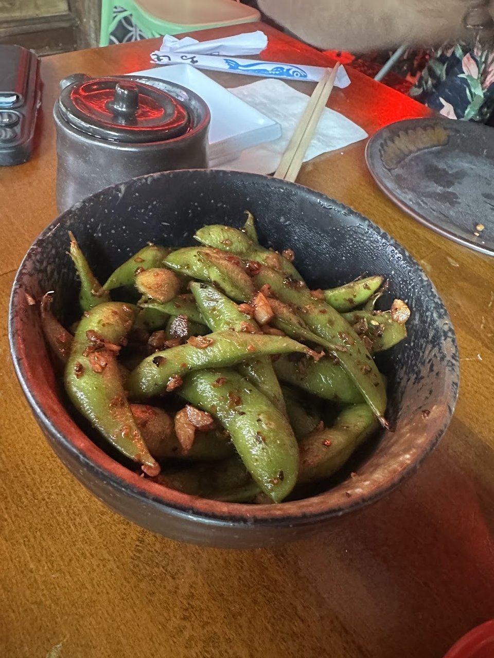 Spicy Garlic Edamame