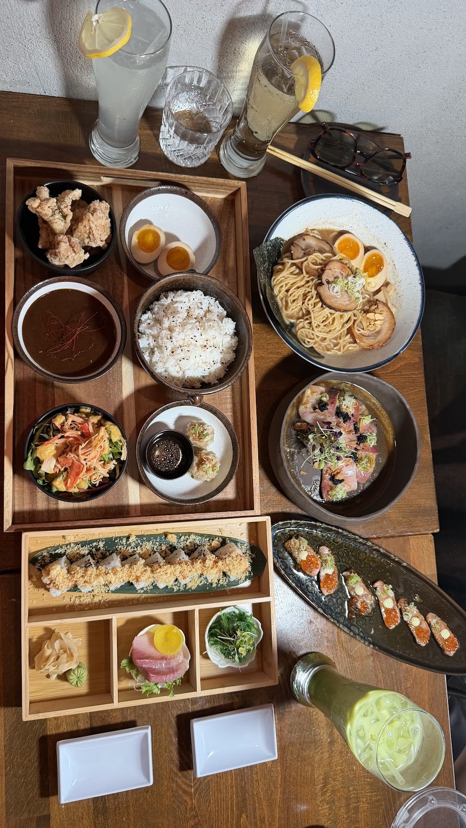 Assorted Sushi and Ramen Dishes
